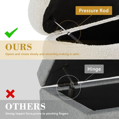 Upholstered Modern Oval Storage Ottoman Bench