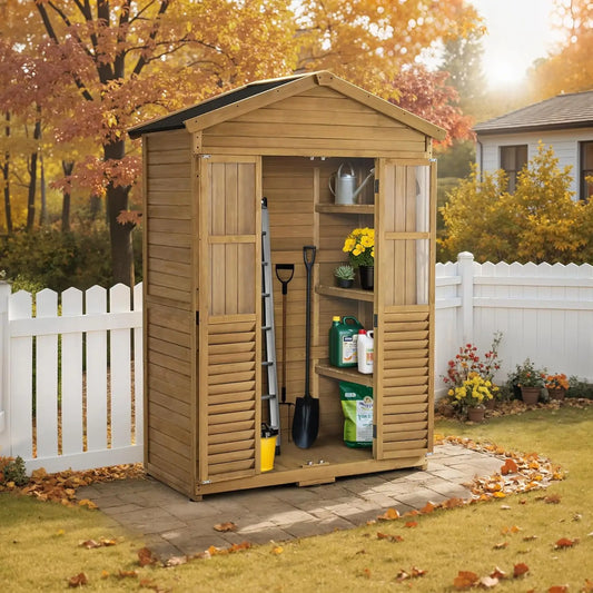 78" Outside Storage Shed w/6 Shelves, and Lockable Door