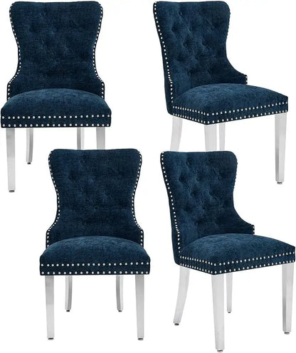 Velvet Tufted Upholstered Dining Room Chair with Stainless Steel Legs