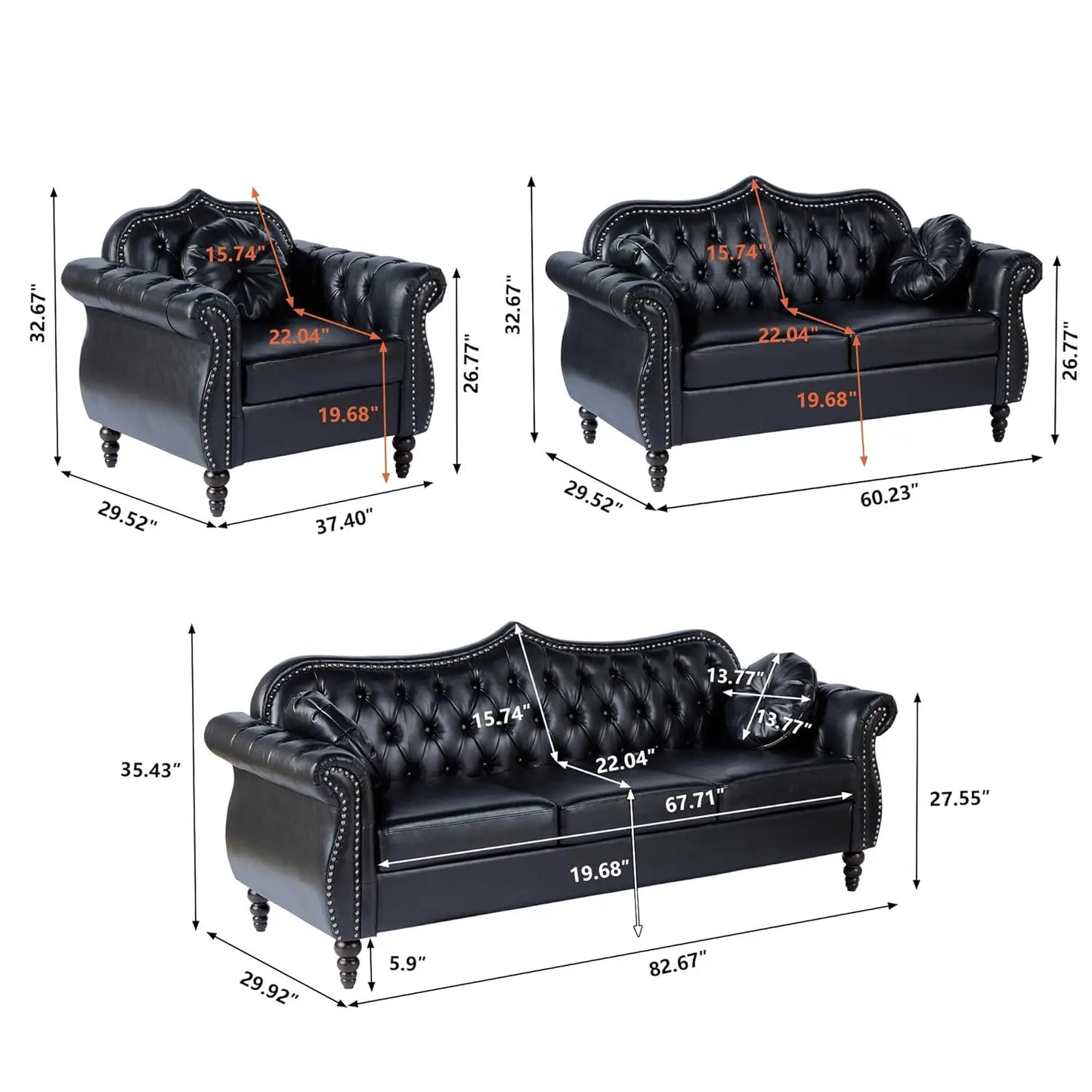 Mid-Century, Modern Chesterfield Sofa