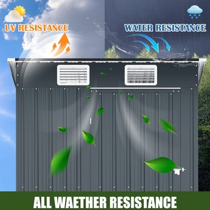 5x3 FT Metal Storage Shed w/Lockable Door, Anti-Corrosion, Sloping Roof