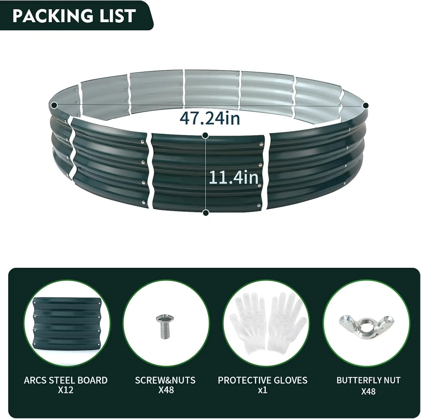 4x4ft Round Metal Raised Garden Bed, Durable Planter Box