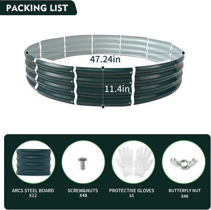4x4ft Round Metal Raised Garden Bed, Durable Planter Box