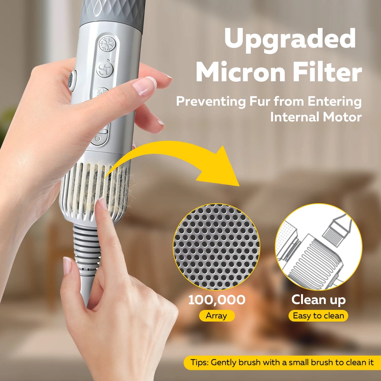 Portable Pet Hair Dryer, Grooming, High Velocity, Quiet, Lightweight, 3 Speeds