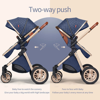 3-in-1 High Landscape Baby Stroller With Reversible Seat