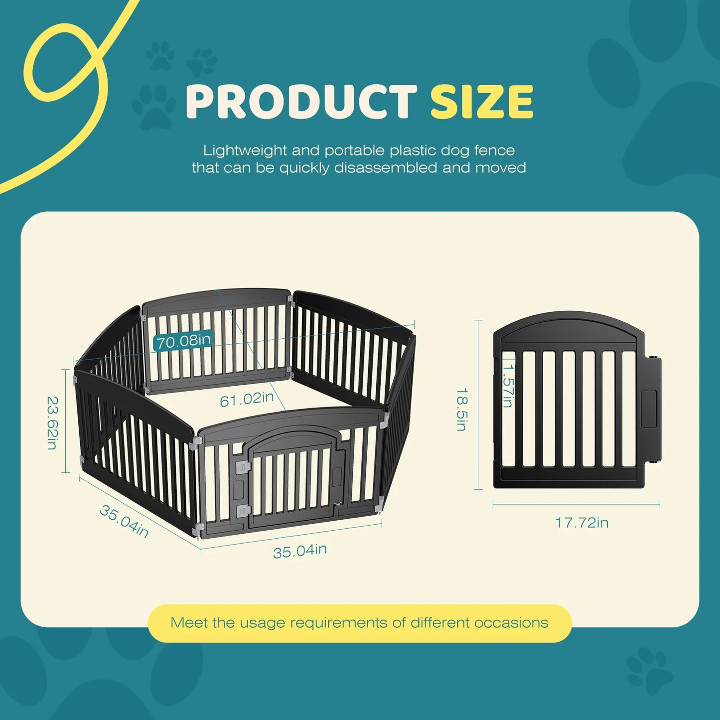 Expandable Durable Pet Fence for Medium Dogs, Indoor Outdoor, Folding