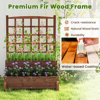 Raised Garden Bed w/Trellis, Drainage Holes, Legs, & Twisting Rope