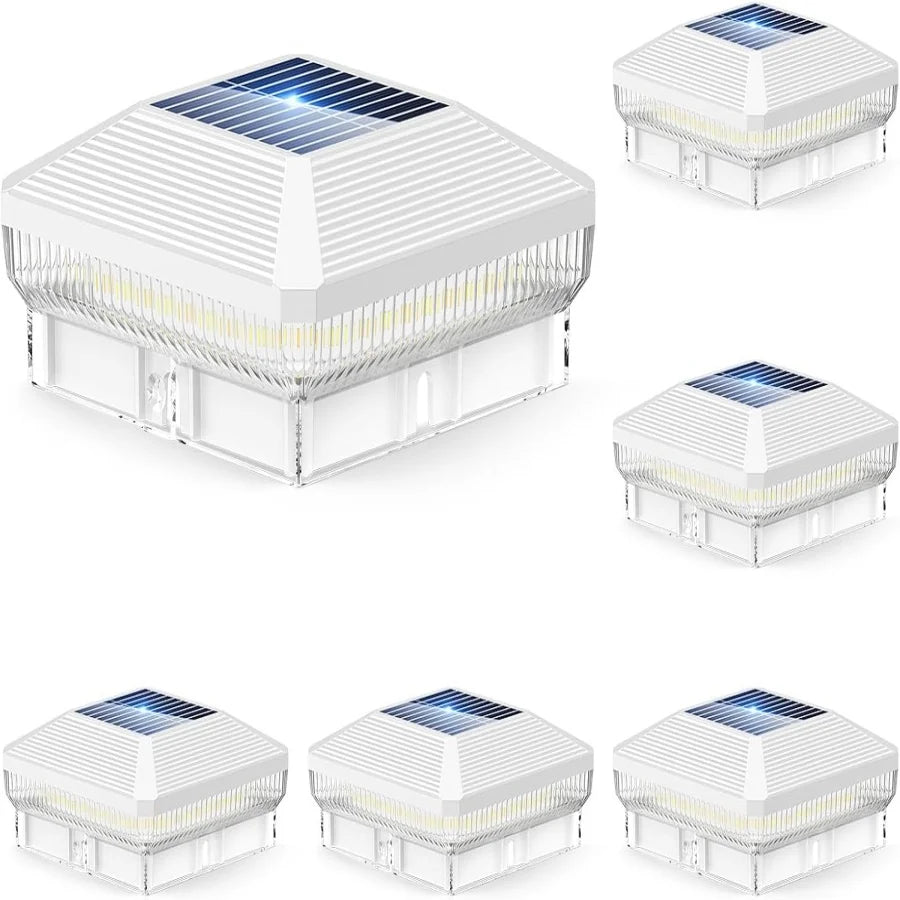 "Solar Post Cap Lights 6/12-Pack, 40-LED 30-Lumen 4x4 Fence Lights, 3 Modes for Wood/Vinyl Posts"