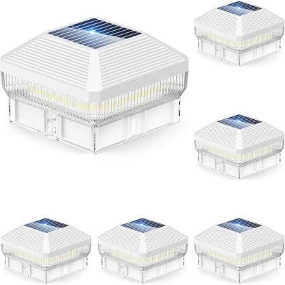 "Solar Post Cap Lights 6/12-Pack, 40-LED 30-Lumen 4x4 Fence Lights, 3 Modes for Wood/Vinyl Posts"