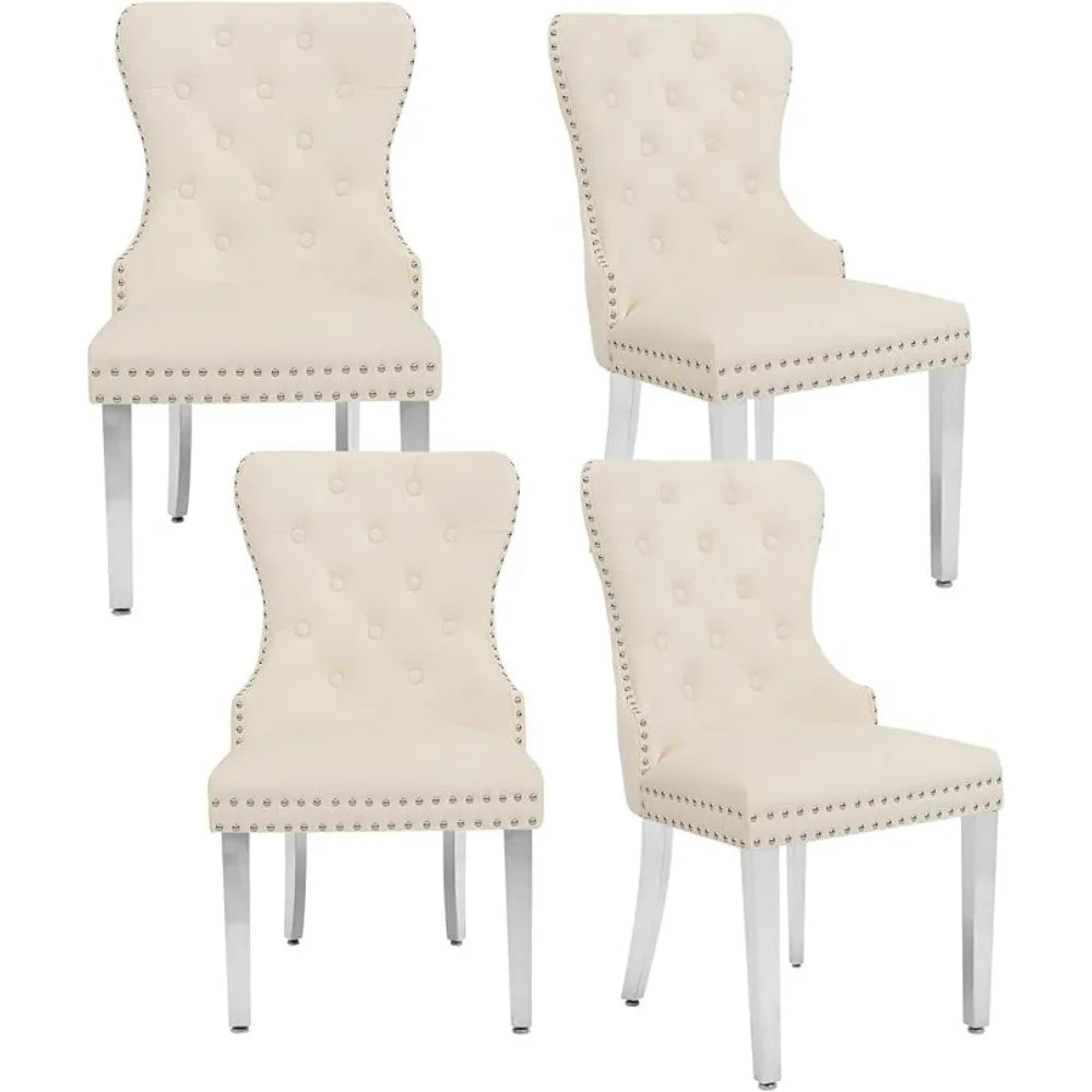 Velvet Tufted Upholstered Dining Room Chair with Stainless Steel Legs