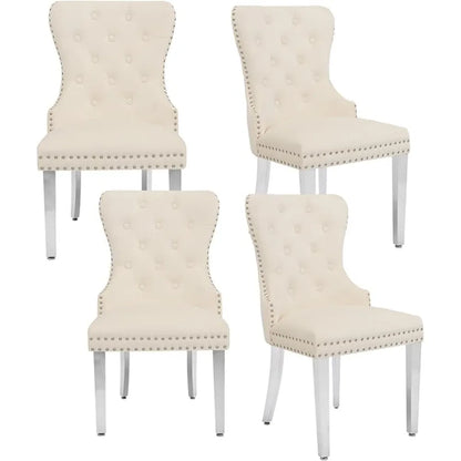 Velvet Tufted Upholstered Dining Room Chair with Stainless Steel Legs