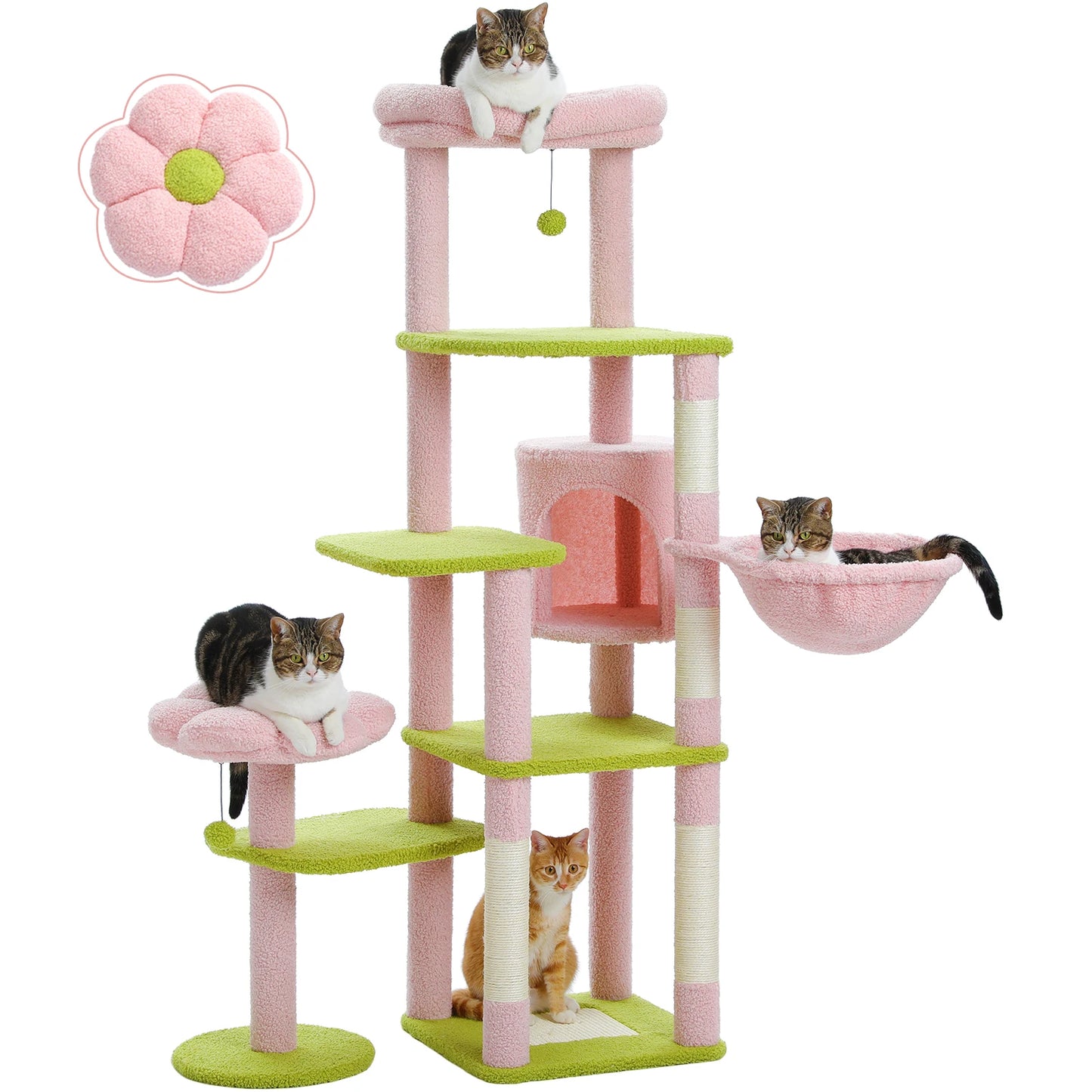 Multi-Level Cat Tree With Scratching Post and Hammock