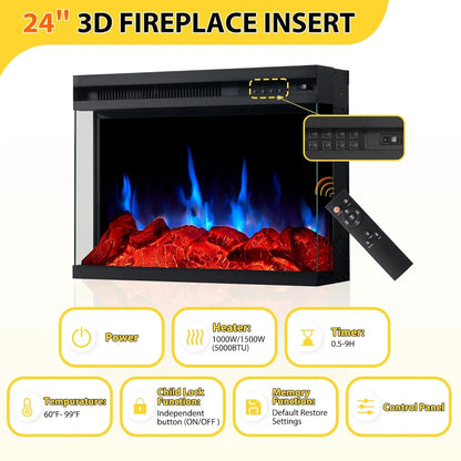 Fireplace 3 Sided Glass Media Entertainment Center Console