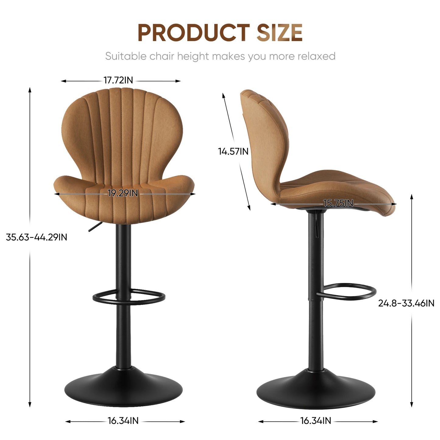 2 Piece Luxury Backrest Bar Stools