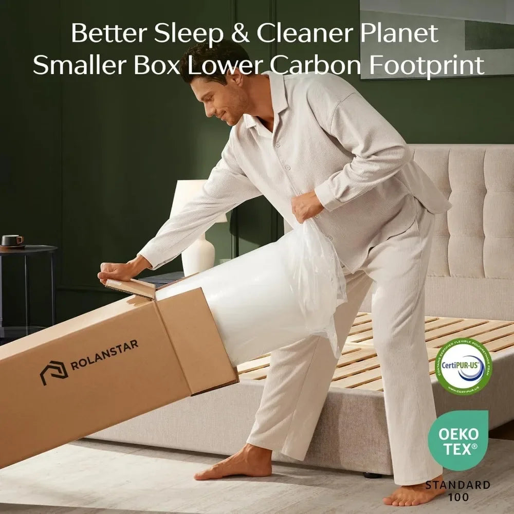 Gel Memory Foam Mattress in a Box, Fiberglass Free, Breathable
