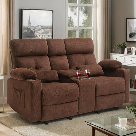 Electric Wall-Hugging Reclining Loveseat w/Ottoman, Heat and Massage,