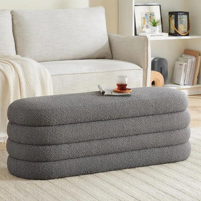 Upholstered Modern Oval Storage Ottoman Bench