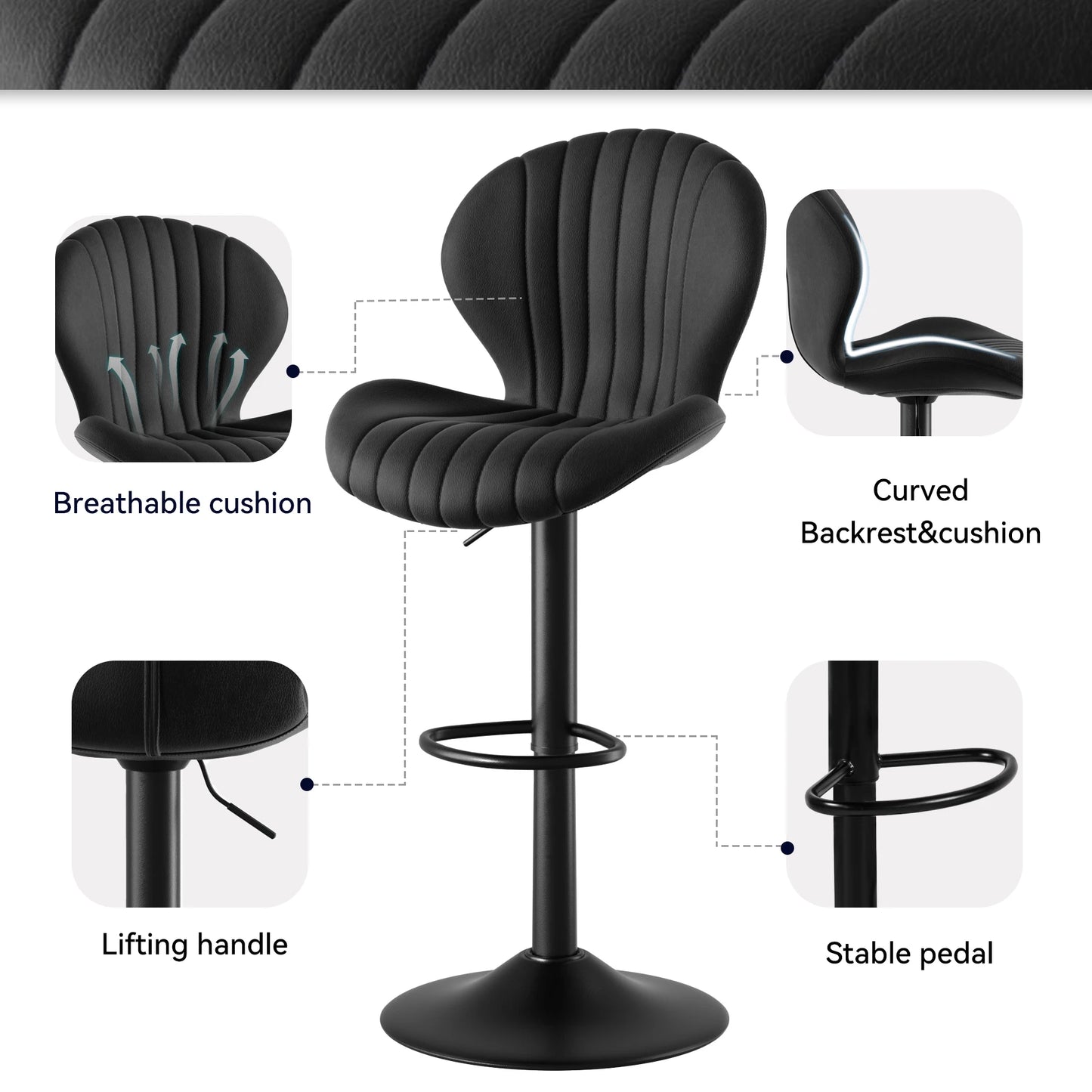 2 Piece Luxury Backrest Bar Stools