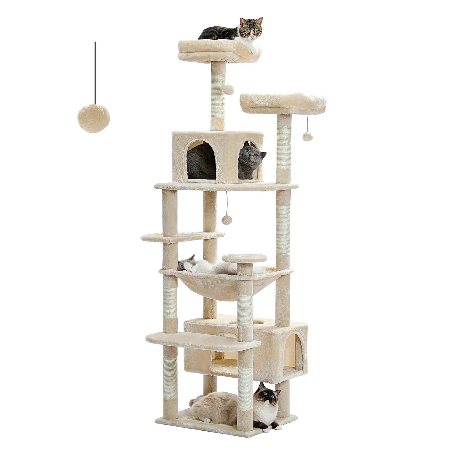 Large Cat Tree with Scratching Posts and Spacious Hammock