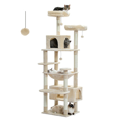 Large Cat Tree with Scratching Posts and Spacious Hammock