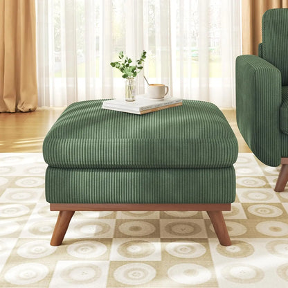 3-Seat Corduroy L-Shape Modular Sofa with Movable Ottoman,