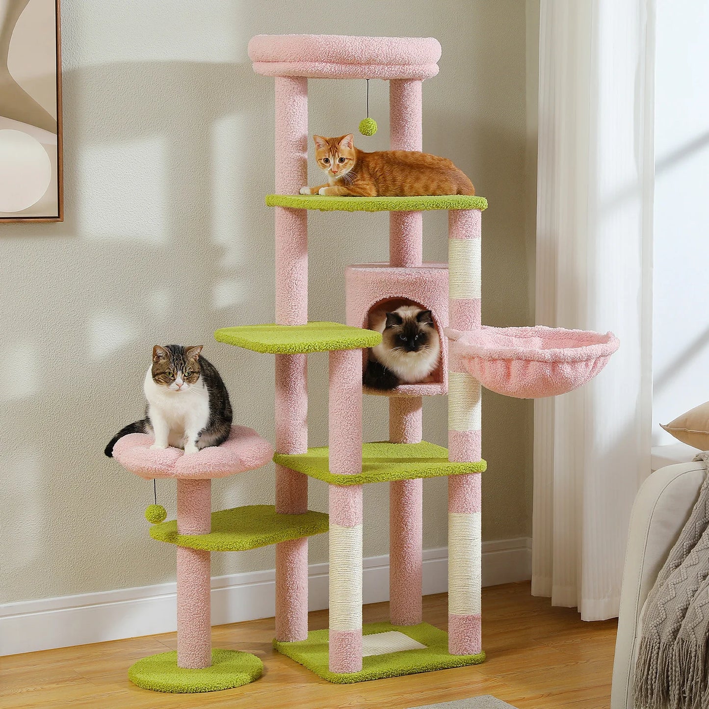Multi-Level Cat Tree With Scratching Post and Hammock