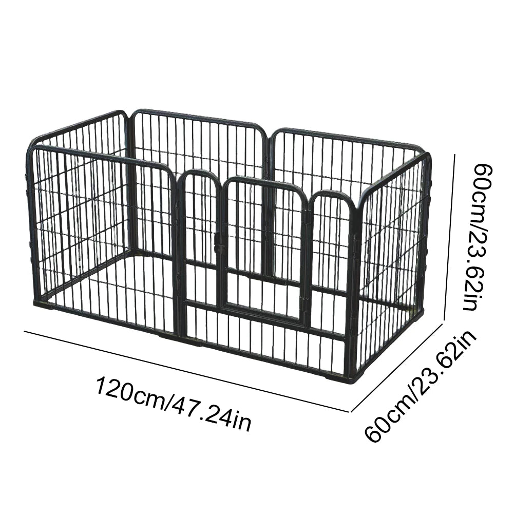 6 Panels Pet Playpen w/Door, Foldable Metal Barrier, Exercise Fence