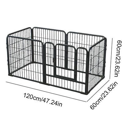 6 Panels Pet Playpen w/Door, Foldable Metal Barrier, Exercise Fence