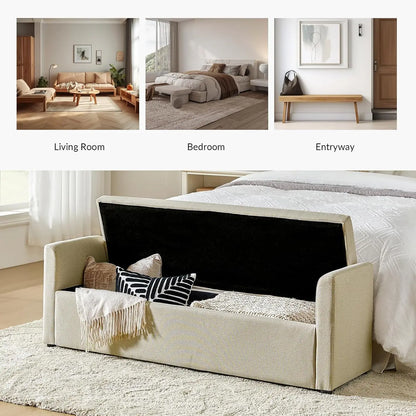 Modern Storage Bench with Throw Pillows