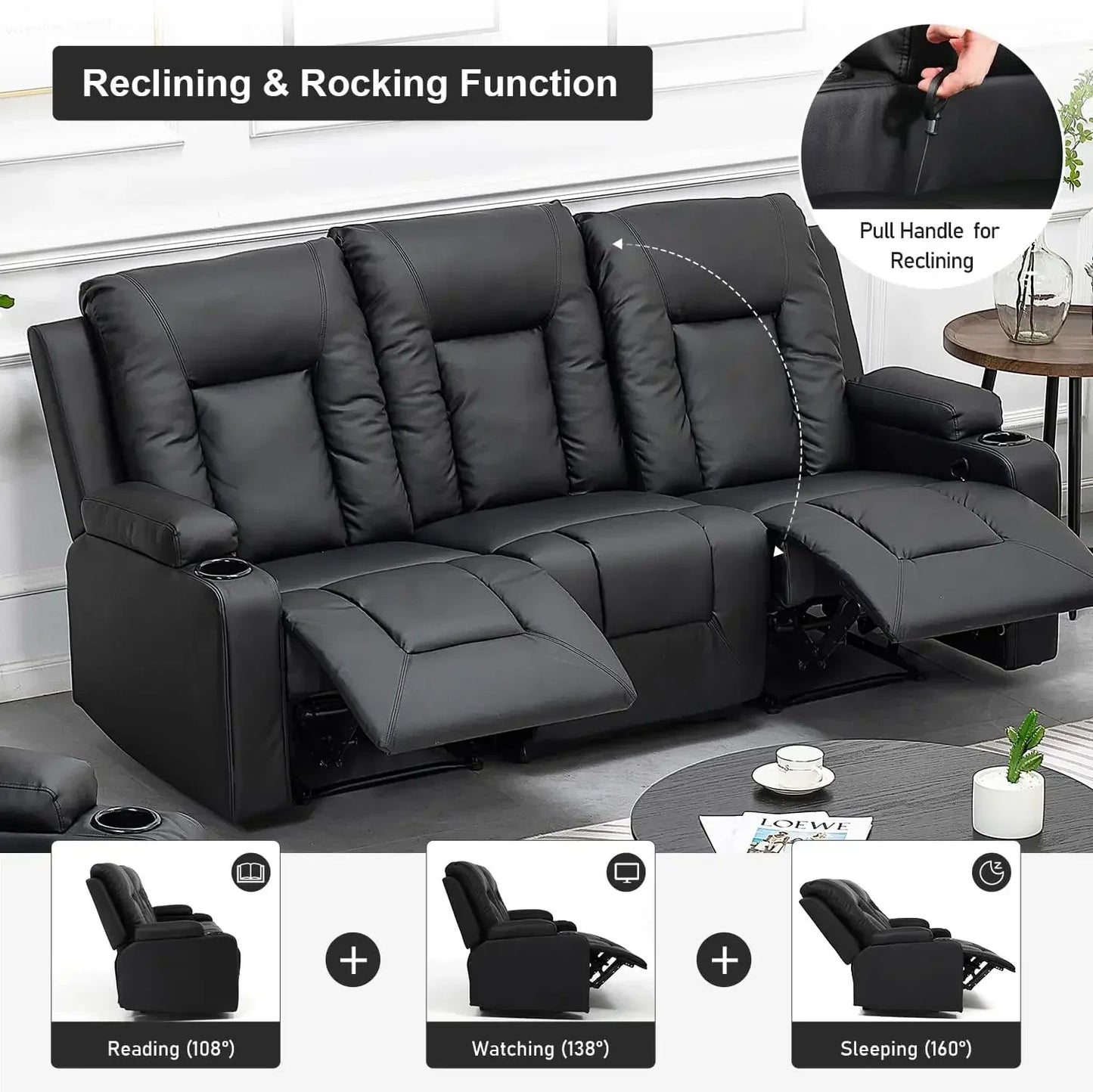 Leather Recliners and Loveseat Furniture Set