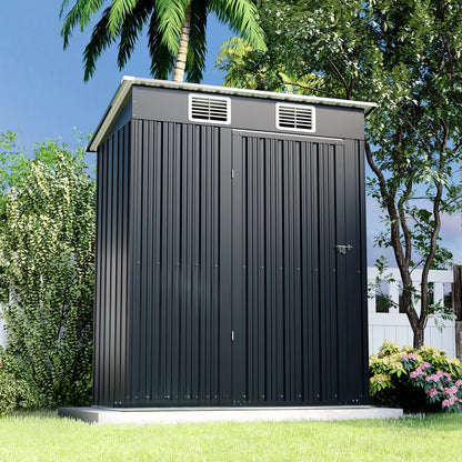 5x3 FT Metal Storage Shed w/Lockable Door, Anti-Corrosion, Sloping Roof