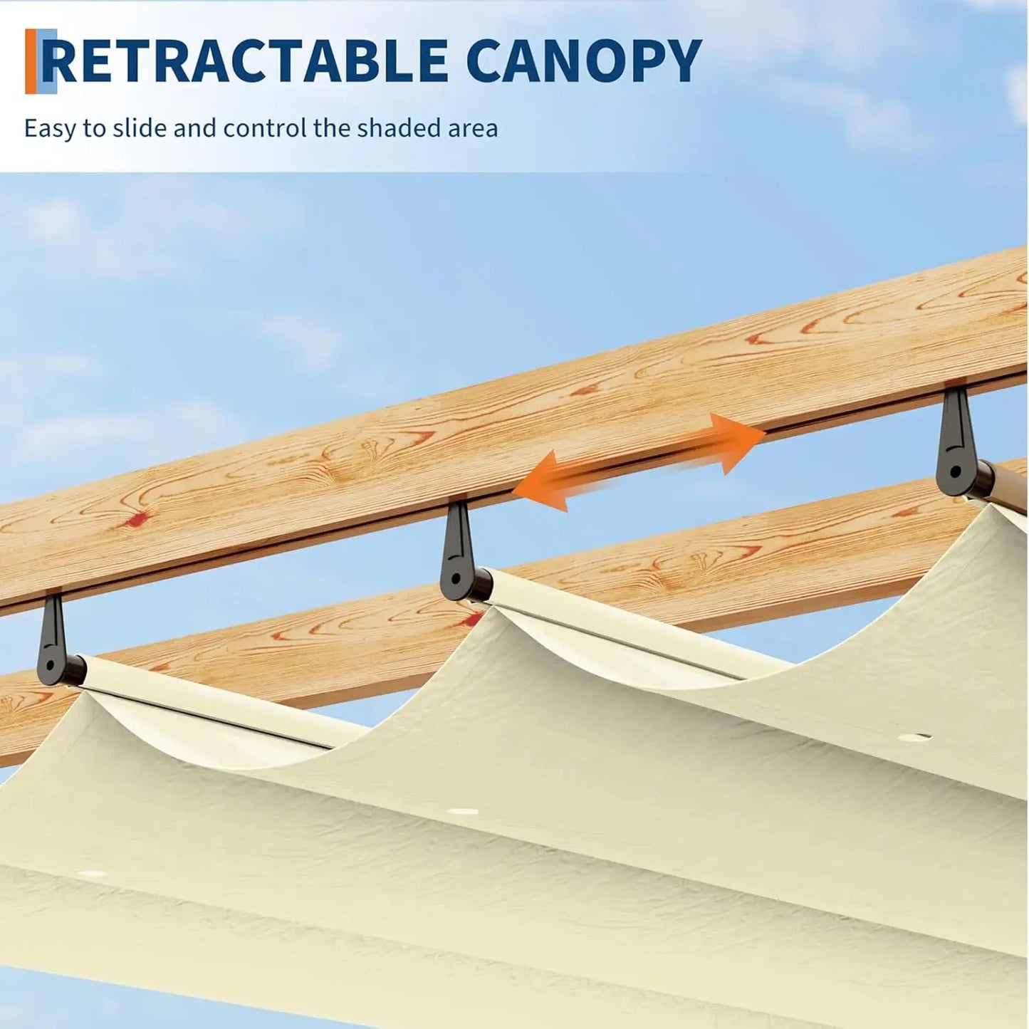 10x10Ft  Aluminum Retractable Pergola w/Sun Shade Canopy