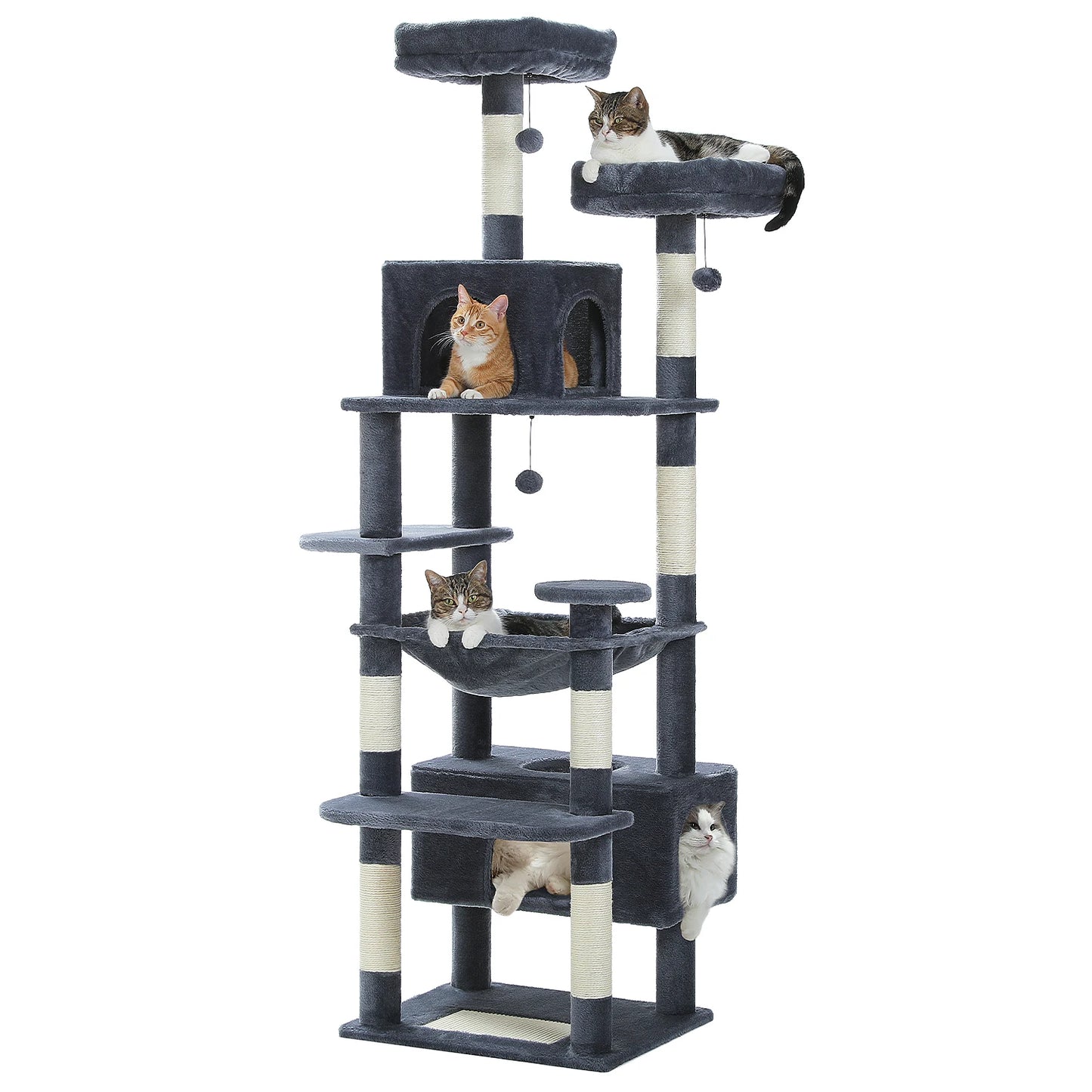 Large Cat Tree with Scratching Posts and Spacious Hammock