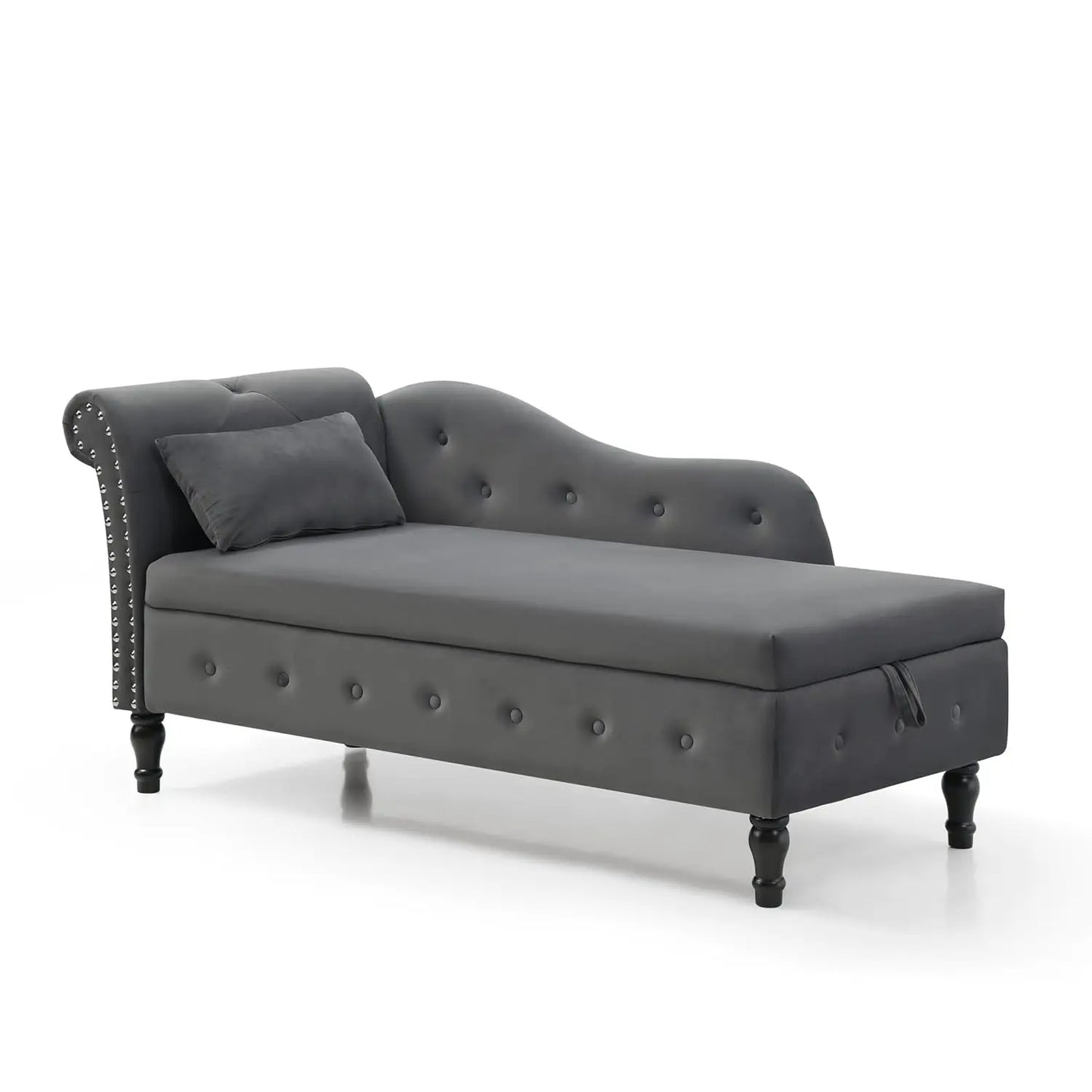 Velvet Chaise Lounge Chair with Storage
