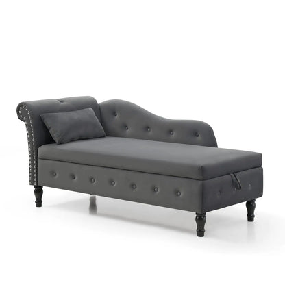 Velvet Chaise Lounge Chair with Storage