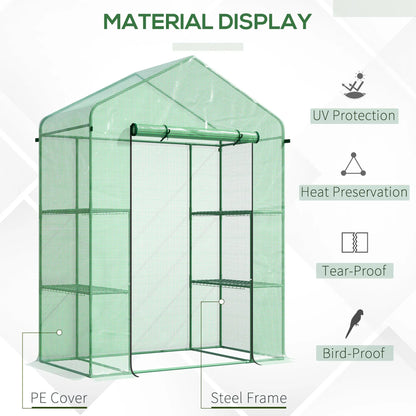 56" X 29" X 77" Portable Walk-In Greenhouse w/4-Tier Shelves & Roll up Door