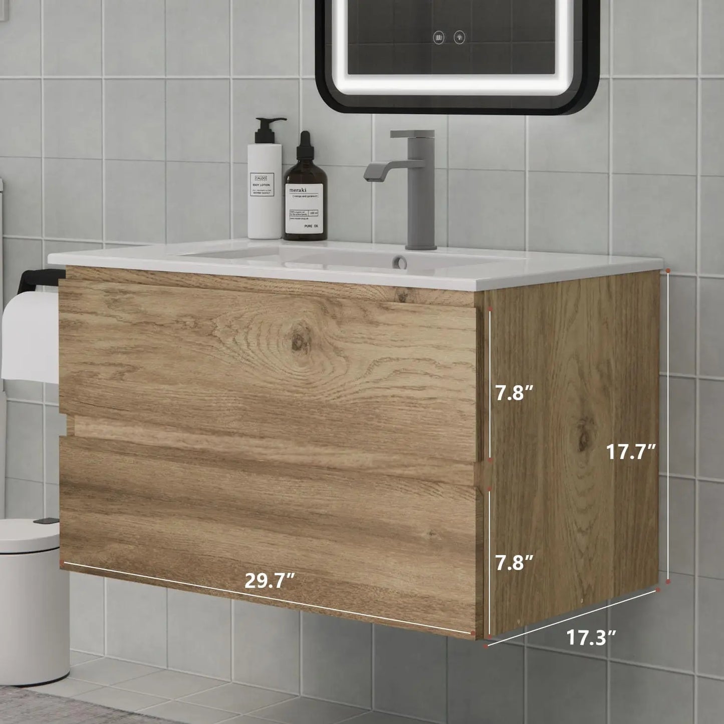 Space-Saving Floating Bathroom Vanity w/Sink