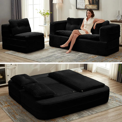 King Size Convertible Folding Sofa Bed, Corduroy Boneless