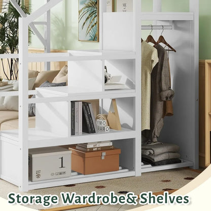 Full Size Loft Bed with Stairs and Storage - Space-Saving Design