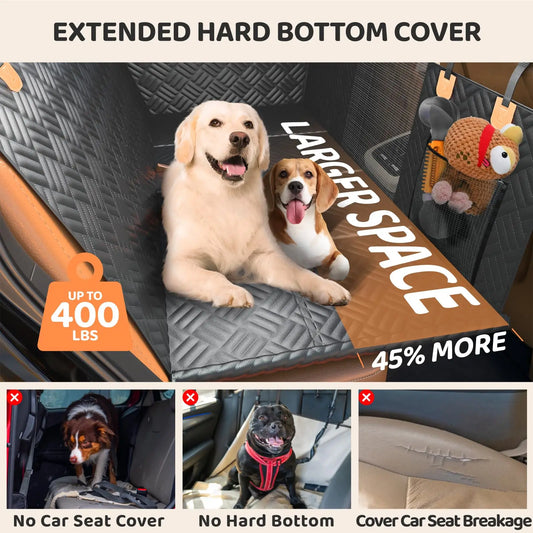 Rear Car Seat Cover for Dogs, Hard Bottom , Load-Bearing 400lbs