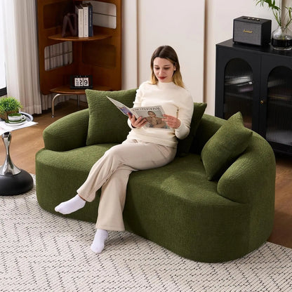 Chenille Small Curved Loveseat