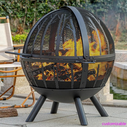 Wood Burning Fire Pit With BBQ Grill