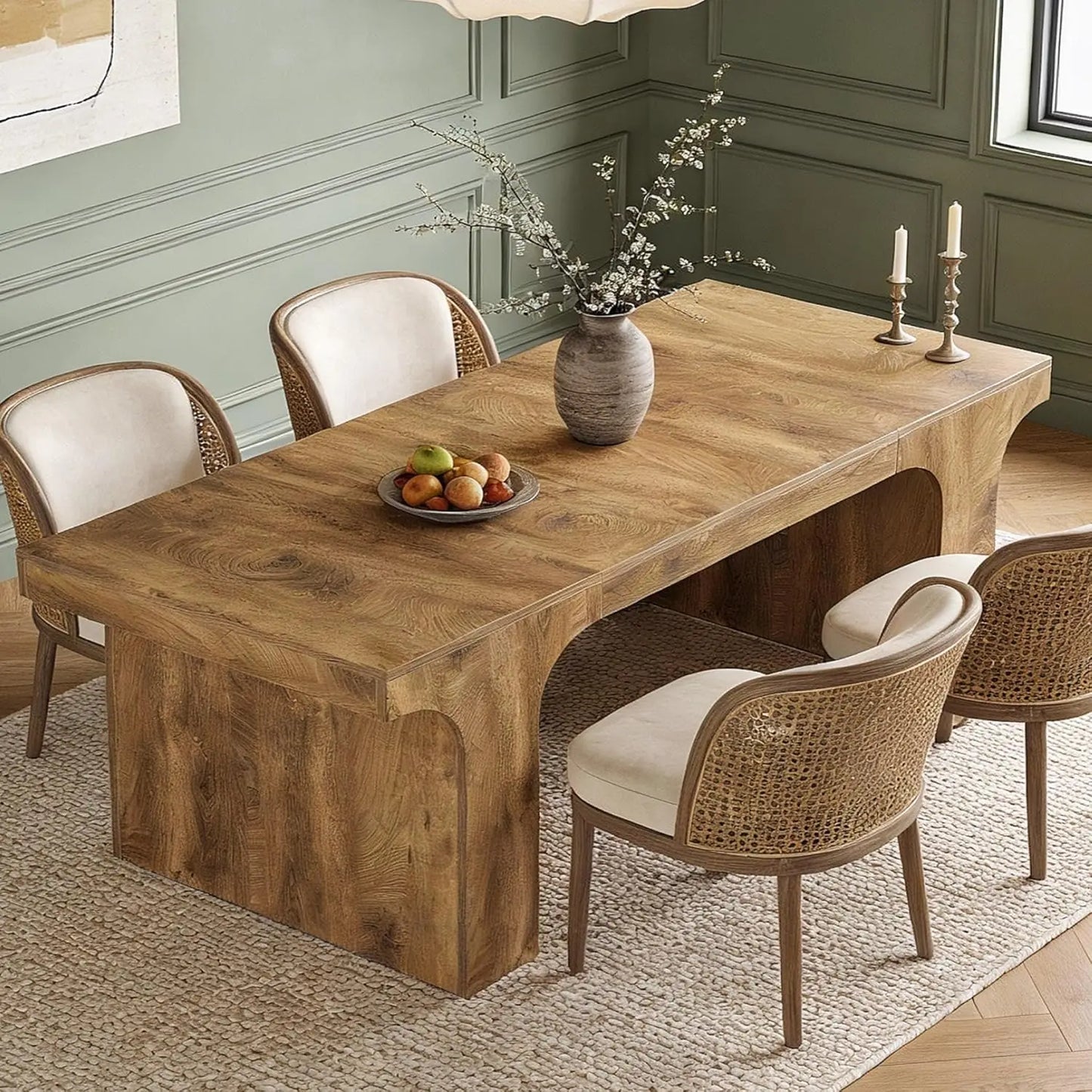 Farmhouse Modern Style Dining Table with Arch Design