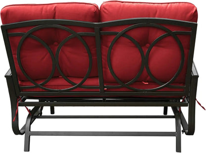 Cozy Rocking Glider Loveseat, Sturdy Frame & Cushioned Seats