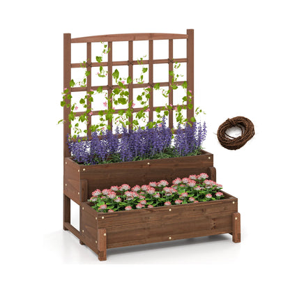 Raised Garden Bed w/Trellis, Drainage Holes, Legs, & Twisting Rope