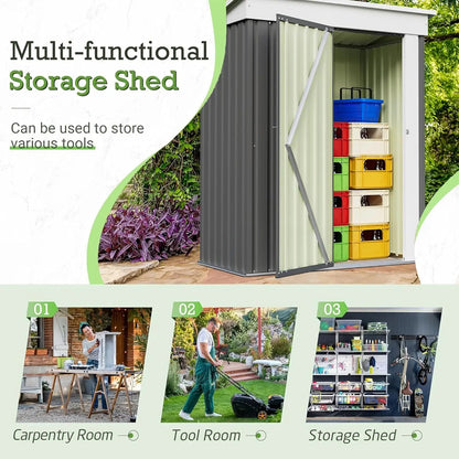 5x3 FT Metal Storage Shed w/Single Lockable Door