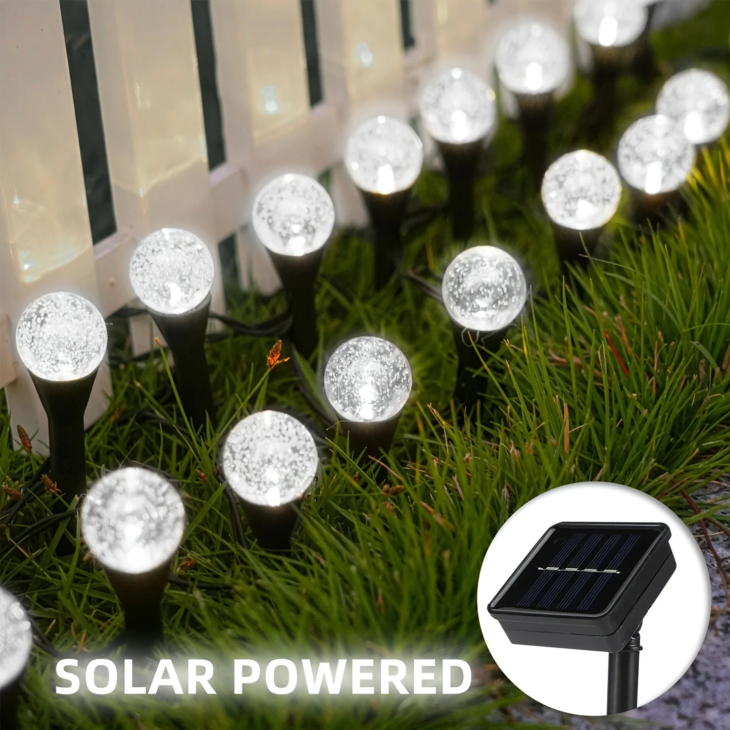 30-Piece Outdoor Solar Crystal Ball String Lights, w/8 Lighting Modes & Sensor Switch
