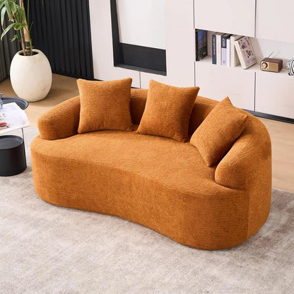 Chenille Small Curved Loveseat