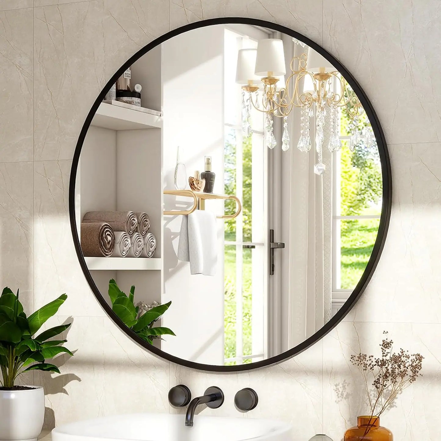 36 inch Circular Metal Wall Mirror
