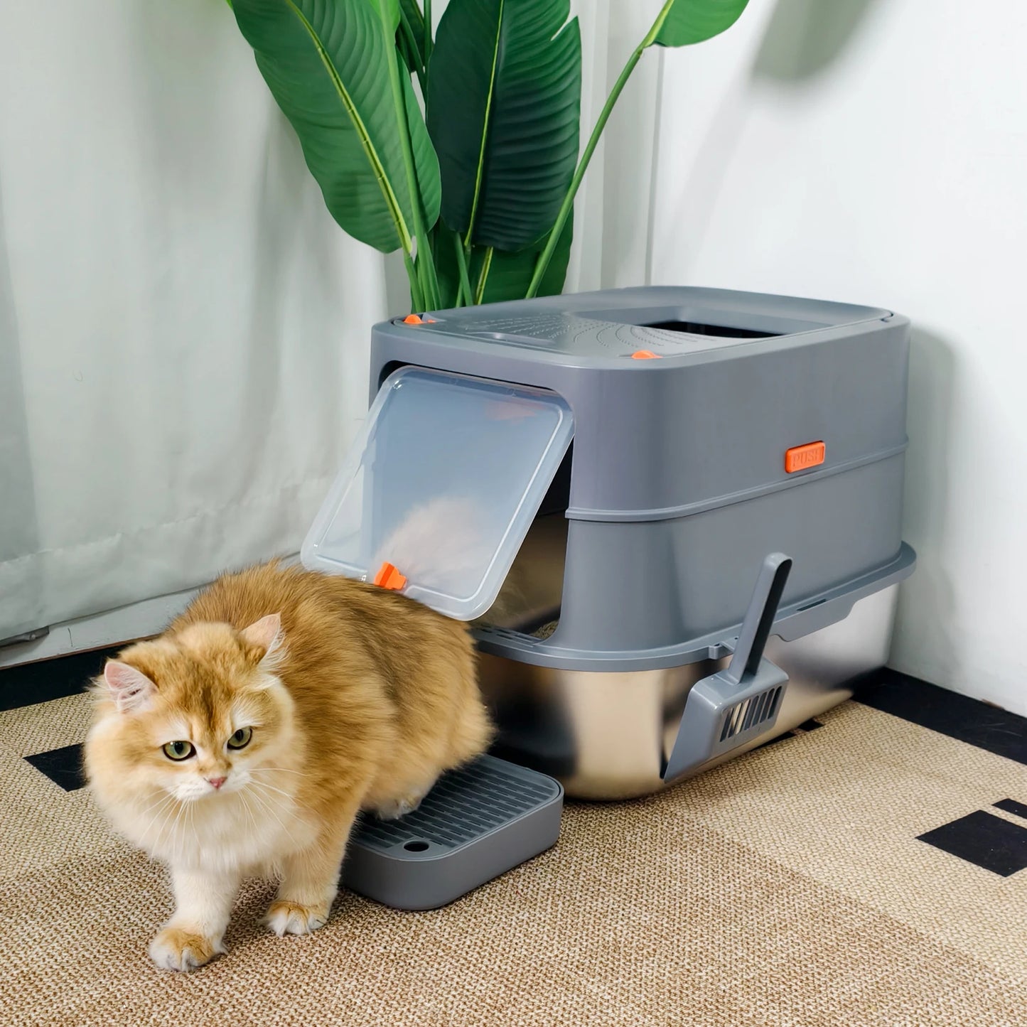 Extra Large Enclosed Stainless Steel Litter Box